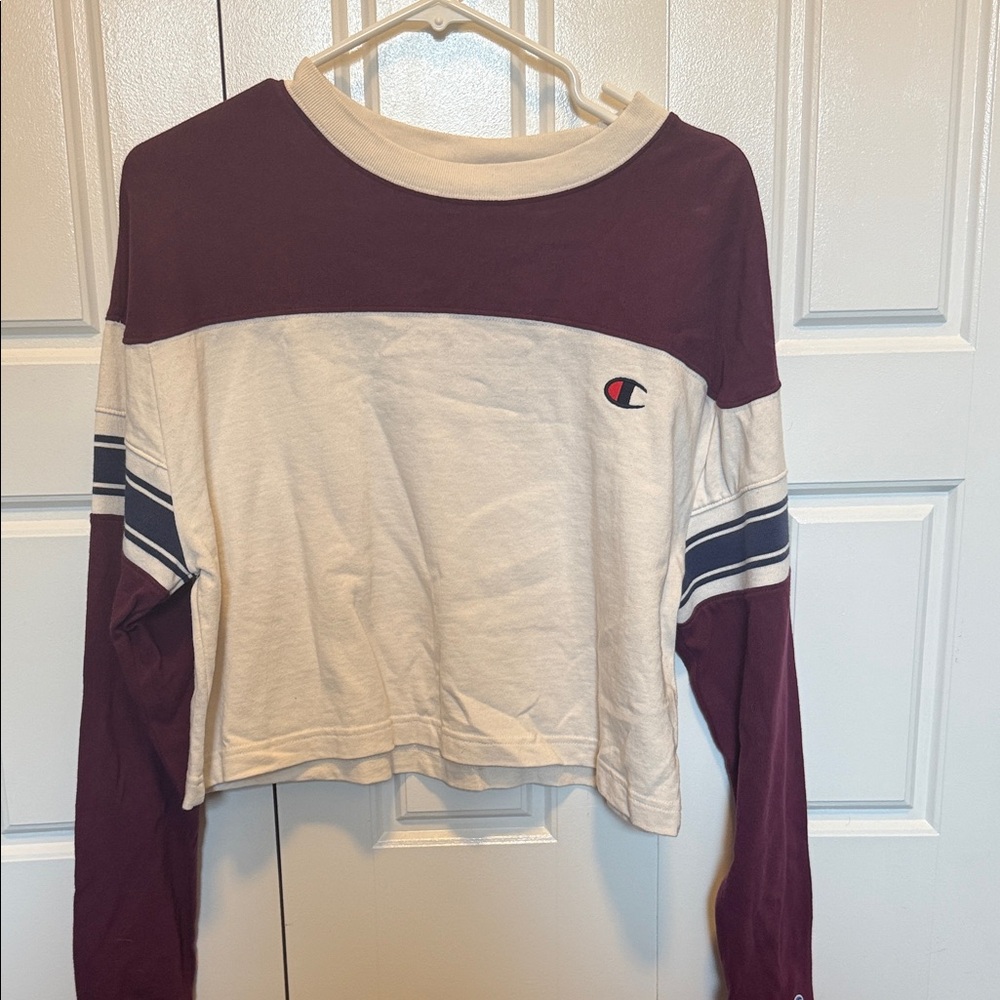 Champion Maroon and White Crop Top